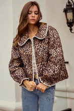Load image into Gallery viewer, LovLov Vintage Quilted Jacket with Embroidered Trim in Leopard/Ivory