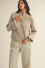 Load image into Gallery viewer, LovLov Textured Knit Front Zip Cardigan in Pefrified Wood