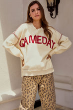 Load image into Gallery viewer, LovLov Knit Sweater with "Game Day" Yoga Lettered Front in Ivory/Burgundy