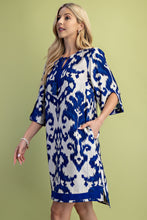 Load image into Gallery viewer, GiGio Abstract Print Mini Dress in Cobalt Mix