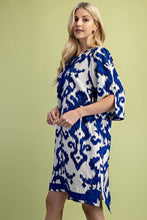 Load image into Gallery viewer, GiGio Abstract Print Mini Dress in Cobalt Mix