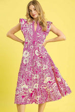 Load image into Gallery viewer, Umgee Floral Boho Print Midi Dress in Magenta