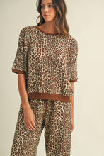 Load image into Gallery viewer, AnnieWear Leopard Jacquard Knit Top & Wide Leg Pants Set in Brown