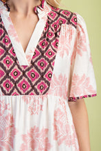 Load image into Gallery viewer, GiGio Mixed Print Tiered Midi Dress in Blush Mix