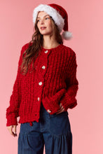 Load image into Gallery viewer, Peach Love Chunky Knit Cardigan in Red