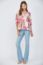 Load image into Gallery viewer, FATE Floral Print Top with Pin Tuck Details in Cream Multi