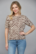 Load image into Gallery viewer, FATE Lightweight Animal Print Knit Sweater in Taupe Brown