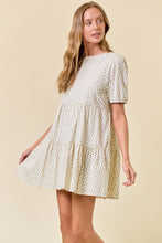 Load image into Gallery viewer, Doe & Rae Ditsy Floral Round Neck Tiered Mini Dress in Blush