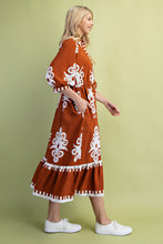 Load image into Gallery viewer, GiGio Bold Print Midi Dress in Pumpkin