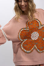 Load image into Gallery viewer, BlueVelvet Flower Patched Waffle Knit Top in Rose Pink
