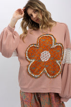 Load image into Gallery viewer, BlueVelvet Flower Patched Waffle Knit Top in Rose Pink