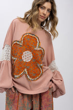 Load image into Gallery viewer, BlueVelvet Flower Patched Waffle Knit Top in Rose Pink