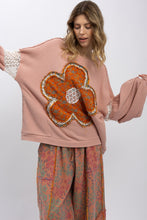 Load image into Gallery viewer, BlueVelvet Flower Patched Waffle Knit Top in Rose Pink