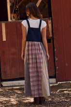Load image into Gallery viewer, Oddi Denim and Mixed Plaid Overall Dress in Dark Denim Combo