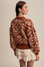 Load image into Gallery viewer, Listicle Mid-Weight Knit Heart and Floral Sweater in Butter Scotch