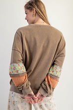 Load image into Gallery viewer, Easel Terry Knit Sweatshirt with Mix n Match Print Heart Patch in Faded Olive