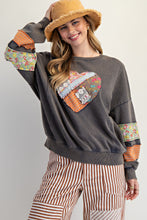 Load image into Gallery viewer, Easel Terry Knit Sweatshirt with Mix n Match Print Heart Patch in Ash