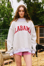 Load image into Gallery viewer, BucketList Graphic Print Sweatshirt "ALABAMA" with Reversible "AL" Print in Heather Grey