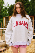 Load image into Gallery viewer, BucketList Graphic Print Sweatshirt "ALABAMA" with Reversible "AL" Print in Heather Grey