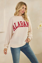 Load image into Gallery viewer, Tres Bien Solid Color Cloudy Knit Top with ALABAMA Graphic Print Front in Cream