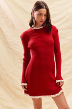 Load image into Gallery viewer, So Me FITTED Ribbed Sweater Mini Dress in Red