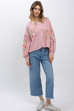 Load image into Gallery viewer, BlueVelvet Knit Top with Boho Print Patchwork in Pink