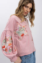 Load image into Gallery viewer, BlueVelvet Knit Top with Boho Print Patchwork in Pink