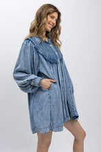 Load image into Gallery viewer, BlueVelvet Babydoll Chambray Mini Dress in Light Denim