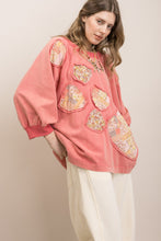 Load image into Gallery viewer, BlueVelvet Playful Heart Patched Oversized Top in Pink