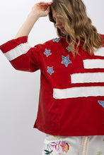 Load image into Gallery viewer, BlueVelvet USA Flag Inspired Patched Top in Red
