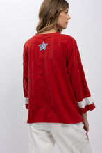Load image into Gallery viewer, BlueVelvet USA Flag Inspired Patched Top in Red