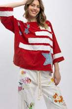Load image into Gallery viewer, BlueVelvet USA Flag Inspired Patched Top in Red