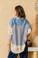 Load image into Gallery viewer, Sew in Love Striped and Floral Relaxed Fit Top in Denim/Ivory