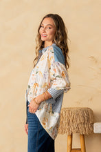 Load image into Gallery viewer, Sew in Love Striped and Floral Relaxed Fit Top in Denim/Ivory