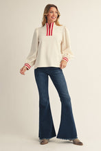 Load image into Gallery viewer, Jodifl Textured Mock Neck Half Zip Top in Ivory