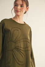Load image into Gallery viewer, Jodifl Solid Color Large Flower Patched Dress in Olive