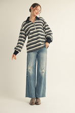 Load image into Gallery viewer, Jodifl Knit Striped Polo Top in Black