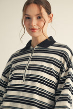 Load image into Gallery viewer, Jodifl Knit Striped Polo Top in Black