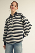 Load image into Gallery viewer, Jodifl Knit Striped Polo Top in Black