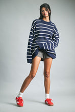 Load image into Gallery viewer, Wishlist OVERSIZED Striped Knit Sweater in Navy/White