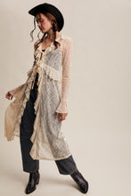 Load image into Gallery viewer, Listicle Sheer Lace Ruffled Duster Cardigan in Ecru