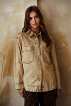 Load image into Gallery viewer, LovLov Vintage Washed Denim Shacket in Latte
