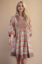 Load image into Gallery viewer, GiGio Contrasting Mixed Floral Mini Dress in Coral Mix