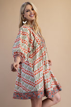 Load image into Gallery viewer, GiGio Contrasting Mixed Floral Mini Dress in Coral Mix