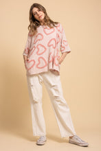 Load image into Gallery viewer, BlueVelvet Allover Heart Patched Top in Light Pink