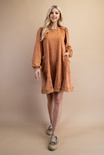 Load image into Gallery viewer, GiGio Mineral Washed Cotton Dress in Caramel