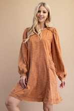 Load image into Gallery viewer, GiGio Mineral Washed Cotton Dress in Caramel