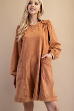 Load image into Gallery viewer, GiGio Mineral Washed Cotton Dress in Caramel