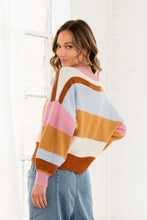 Load image into Gallery viewer, Sew in Love Color Block Striped Sweater in Camel/Mauve