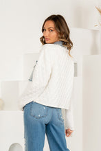Load image into Gallery viewer, Sew in Love Quilted Jacket with Denim Accents in Off White/Denim